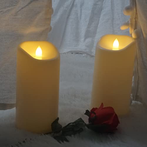 Image of CANDLE CHOICE Large Waterproof Outdoor Battery Operated Flameless Candles with Remote Timer Realistic Flickering Plastic Electric LED Pillars for Lantern Garden Yard Halloween Christmas 4x8 2 Pack