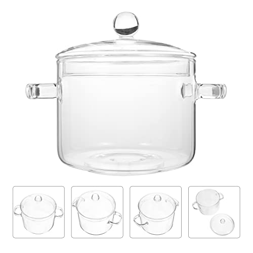 GANAZONO Glass Cooking Saucepan Stovetop Borosilicate Glass Cooking Pot with Lid and Handle Kitchen Pot for Pasta Noodle Soup Milk - Image 2