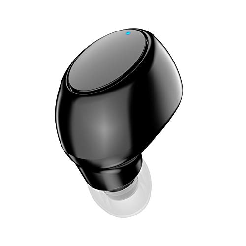 TOLUON Auriculares intraurales de una sola oreja, 1 pieza X6 mini auriculares inalámbricos portátiles manos libres, mensaje de voz, ABS estéreo Bluetooth 5.0, auriculares para deportes, color negro