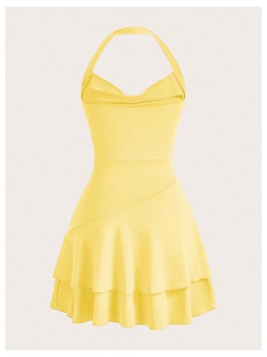 SOLY HUX Cute Halter Mini Dresses for Women Summer Sexy Club Party Backless Short Sundress2