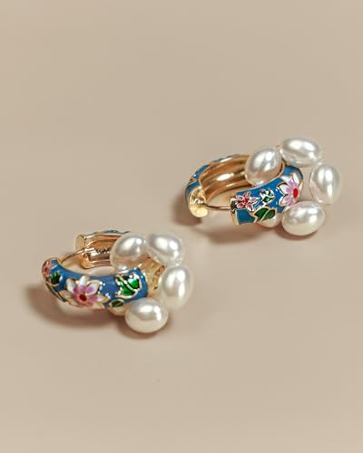 Gold Hoop Earrings, Pearl Earrings, 18K Gold Plated, Hypoallergenic, Boho, Chunky & Small Sizes, Perfect for Women & Special Occasions3