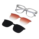 WANXIN Blue Light Blocking Glasses with Magnetic Clip-On Lenses. Polarized, lightweight&stylish for Men&Women (Clear Grey)
