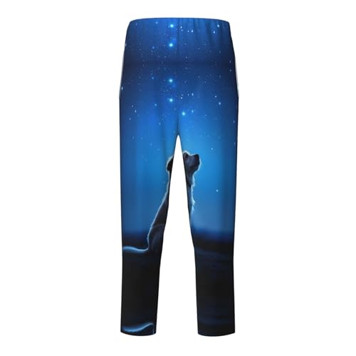 Pajama Pants Pajama Bottoms with Elastic Waistband Sleepwear Lounge Pants, Starry Sky Cute Dog2