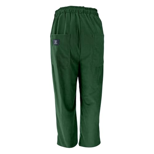 Mens Corduroy Straight Leg Pants Long Solid Elastic Waist Casual Pants Loose Fit Going Out Pants with Pockets2