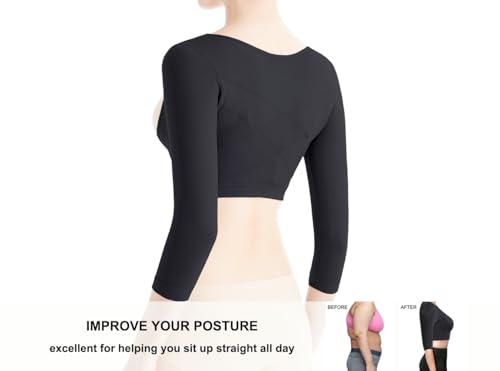 KSKshape Damen Arm Former Oberarme Schlanker Shaper Figurformende Shapewear Ärmel Post Chirurgisch Kompression Körperhaltung Buckel Korrektor Top (Schwarz, M)