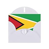 OUInbvv Tarjetas de felicitación de papel nacarado con diseño de bandera de Guyana con sobres blancos personalizados en forma de corazón, vacaciones, cumpleaños, aniversarios