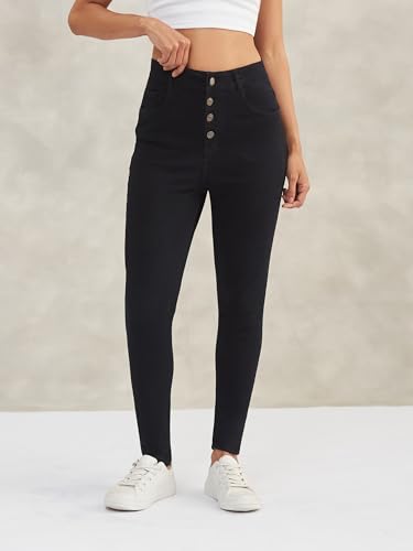 Image of Dolce Crudo Women's Skinny High Rise Bleached Cropped Stretchable Denim Jeans