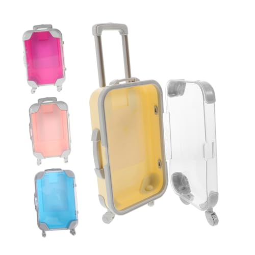BIUDECO 4 Piezas Estuche Organizador de Maquillaje para Pestañas Mini Maleta Transparente con Ruedas y Tirador Resistente y Ligero para Almacenamiento Cosméticos y Viajes de Colores