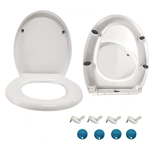 Schwerlast WC Sitz, WC-Sitze mit langsamer Absenkautomatik, weiß, Befestigung oben, O-Form Cover
