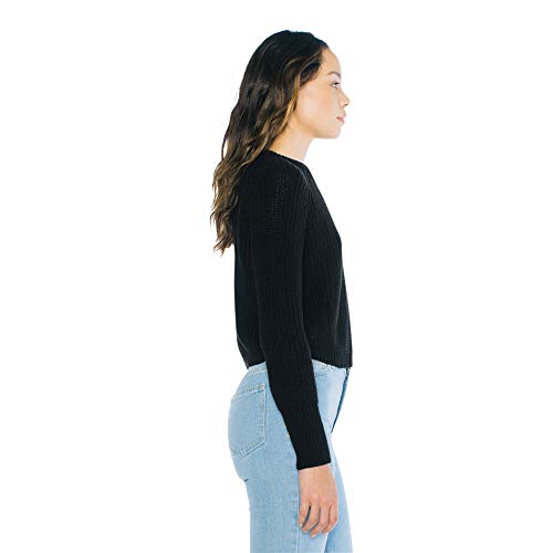 American Apparel Women's Cropped Fisherman Long Sleeve Pullover, Black, X-Large #TOP23
