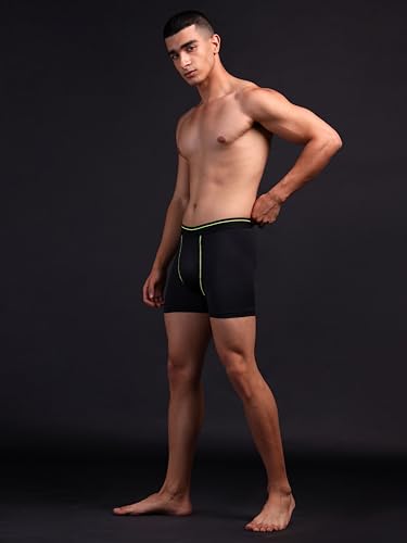 Image of TECHNOSPORT Men's Colorblock Trunks Underwear with ElastoLITE 4 Way Stretch Lightweight Breathable Moisture Wicking Soft Anti Odour Anti Microbial UPF 50+ Comfort Fit Boxer Briefs Innerwear for Men