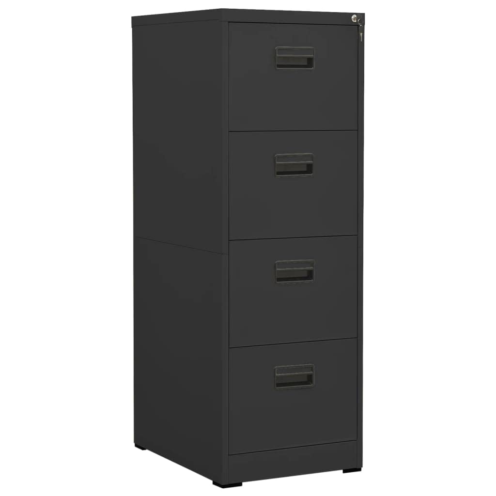 Aioneer Anthracite Steel File Cabinet 2 Drawers Office Cabinet For A4 And Legal File Organization-46 X 62 X 133 Cm