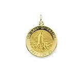 PicturesOnGold.com 14K Gold Our Lady of Fatima Religious Medal - Solid 14k Yellow Gold, Over 3/4 Inch (22mm)