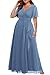 Dusty Blue Dress Plus Size Formal Dresses Bridesmaid Wedding Guest Mother of the Bride Prom Chiffon Short Sleeve Women