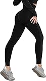 ORANDESIGNE Sport Leggings Damen Lang Sporthose Yogahose Fitnesshose High Waist Sportleggins Laufhose Blickdicht für Fitness Yoga Training Schwarz XS