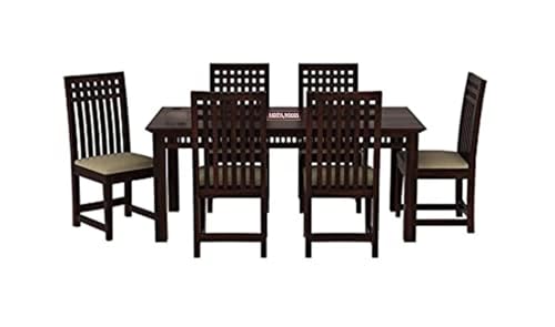 Image of AADITYA WOODS Solid Sheesham Wood 6 Seater Dining Table Set with Chairs for Living Room Home Wooden Dining Table Set for Office Restaurant Modern Dining Room Set-57x35x30 inch(ad-Walnut6s)