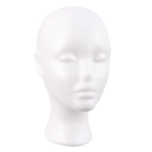 MapofBeauty Styrofoam perruque Tête Foam Mannequin Tête Stand pour Perruques Afficher Styling Hat Storage Lightweight DIY Blanc Tête Model (Blanc)