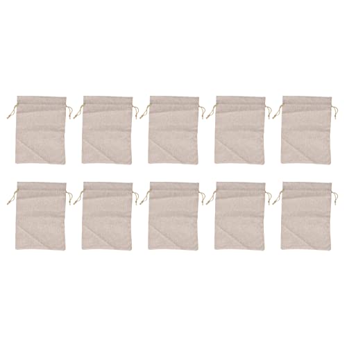 QWUUYEC Bolsas de Algodón y Lino 10 Piezas, Bolsas Pequeñas con Cordón 23x17cm, Almacenamiento Reutilizable - Tela Gruesa y Opaca, Ideal para Té, Aromaterapia y Regalos