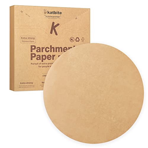 Katbite 200Pcs 8 Inch Parchment Paper Rounds, Unbleached & Non-stick, Precut Parchment Circles for Spring Pan, Storage/Freezing Hamburger Patties