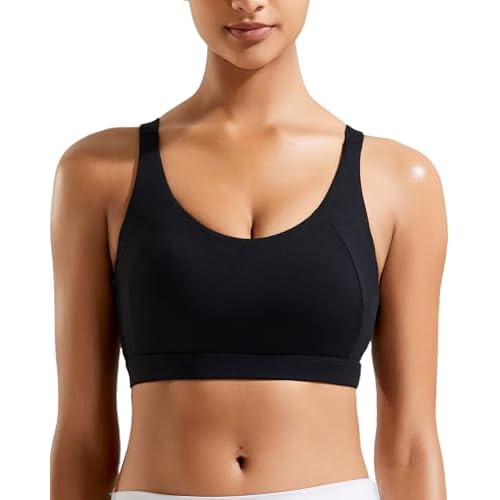 RUNNING GIRL Sports Bra for Women High Support, Molded Cup High Impact Sports Bras for Women Large Bust 3-black Large