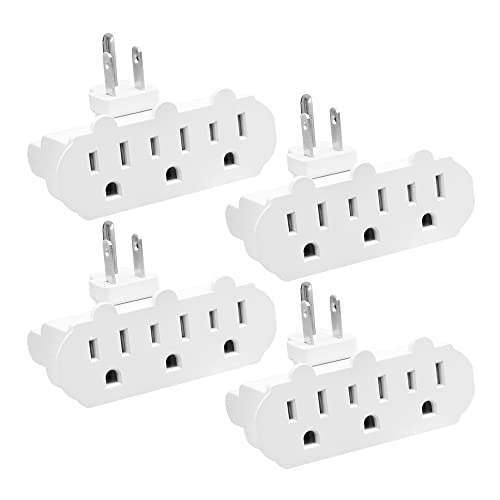 Maxxima 3-Outlet Swivel Grounded 180 Degree Wall Plug Adapter - Wall Tap for Extra Space, Adjustable 3 Way Outlet Extender Turns 1 Outlet into 3, ETL Listed for Home and Office Use
