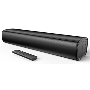 Saiyin 2.0-Kanal Soundbar für TV Geräte, 14.2 Zoll kompakte TV-Soundbar, 40 W Lautsprecher für Fernseher mit Optischer/AUX/Bluetooth-Verbindung, 3 EQ-Effekte für TV/PC/Projektor
