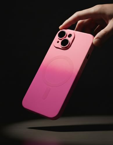 Image of amazon basics Gradient Mag-Safe Case for iPhone 15 | Soft Silicone Shockproof Cover with Camera Protection | Slim Lightweight Design | Smooth Touch & Durable - Light and Dark Pink