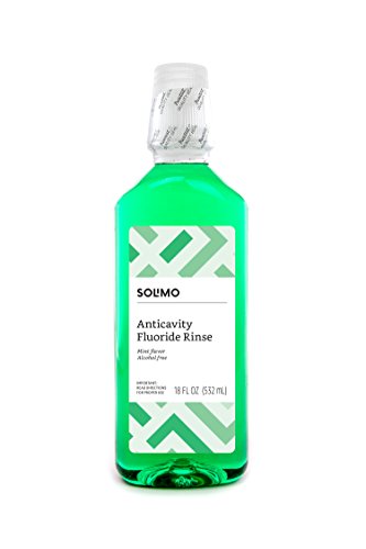 Amazon Brand - Solimo Anticavity Fluoride Rinse, Alcohol Free, Mint, 18 Fluid Ounce, Pack of 1