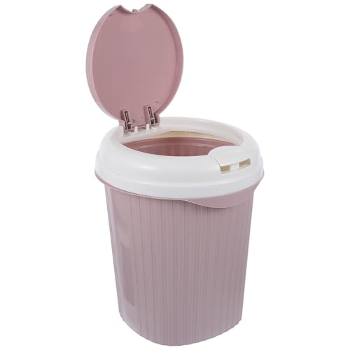 Pequeña caneca de basura plástica rosa para hogar