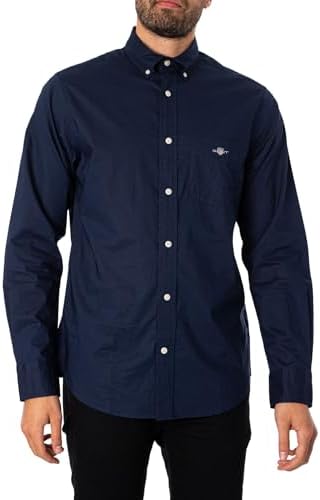 Chemise Homme Gant En Popeline Rayée Bleu Marine - Taille Standard Gant - Neuf Avec étiquettes