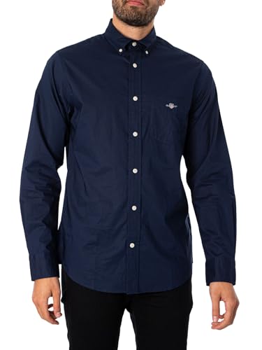 GANT Reg Poplin Shirt Camisa CLÁSICA, Marine, XL para Hombre