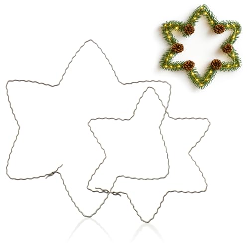 com-four® 2X Drahtsterne in Zwei Größen - Flachdraht gewellt für...
