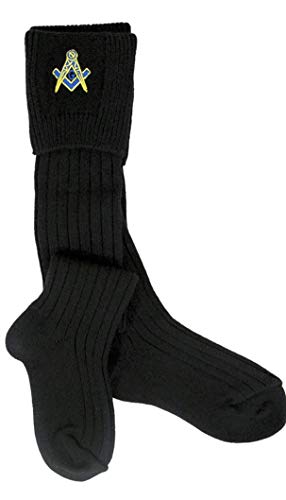 TW Masonic Embroidered Wool Blend Kilt Hose Socks For Mens 3 Colors.