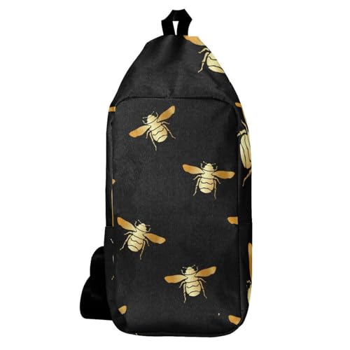 Sac à dos motif abeille dorée stylé | Sac de transport multicolore compact 16x36.5x8.4cm