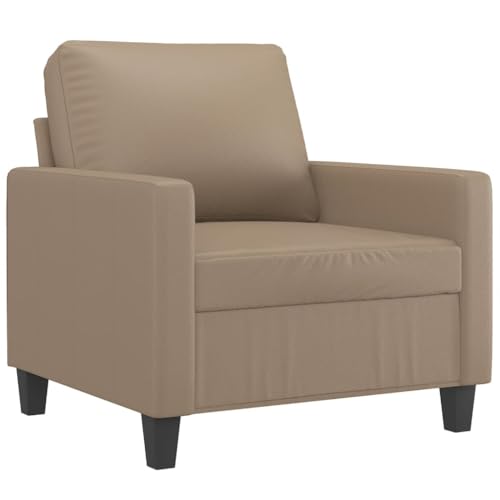 vidaXL Fauteuil, Siège avec Coussin, Chaise avec Dossier et Accoudoirs Rembourrés, Meuble de Salon Salle de Séjour, Moderne, Cappuccino Similicuir