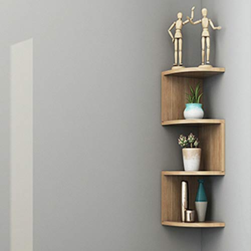 Estantes de Esquina montados en la Pared, Estante de Pared clásico Rectangular de Esquina de 5 Niveles for Almacenamiento en estantería de estantería (Color : Wood)