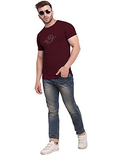 BULLMER Mens Regular Fit Printed Round Neck Cotton Tshirt Pack of 3