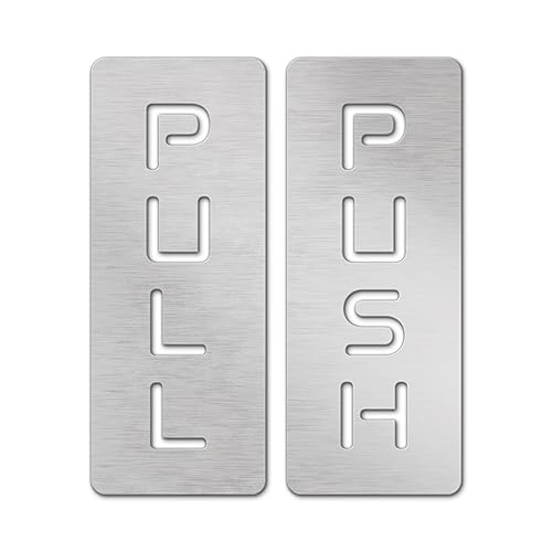 Panneau de porte pousser tirer en aluminium brossé 12,5x5,2 cm