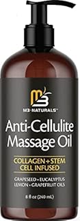 Anti Cellulite Massage Oil Skin Care Cellulite Oil Infused with Collagen and Stem Cell - Skin Tightening Cellulite Cream Moisturizing Body Oil for Women by M3 Naturals