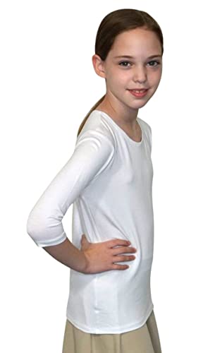 Kosher Casual Kids Big Girl's Modest 3/4 Sleeve Crew Neck Layering Top2