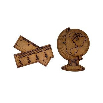Conjunto Siluetas DM Escolares Bola del Mundo y Regla.