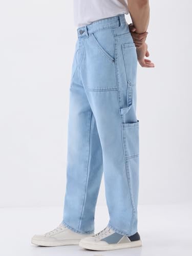 Image of Urbano Fashion Men's Loose Baggy Fit Cargo Carpenter Jeans with 6 Pockets Non-Stretchable