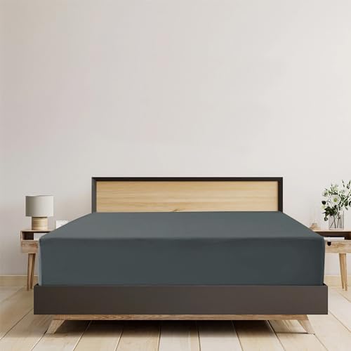 Ev Dekor Extra Deep Fitted Sheet Single, Charcoal, Deep Pocket Bedsheet 16inch (40 cm) Soft Brushed Microfiber Fabric - Image 2
