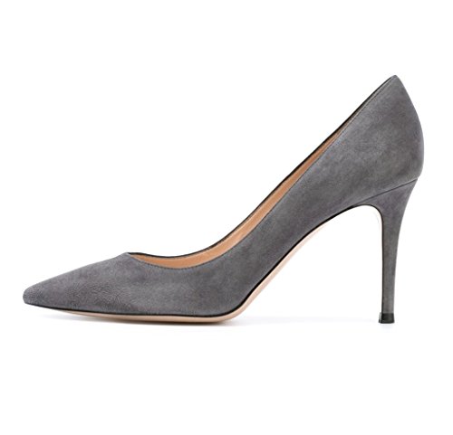 EDEFS - Escarpins Femme - Chaussures à Talons Hauts - Bout Pointu fermé - Classique Bureau Soiree - Gris - Taille 38