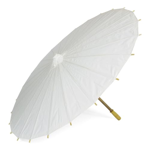 OLILLY - 10 Ombrelles Blanches en Papier et Babou pour Mariage, Fête et Evênement (Blanc)