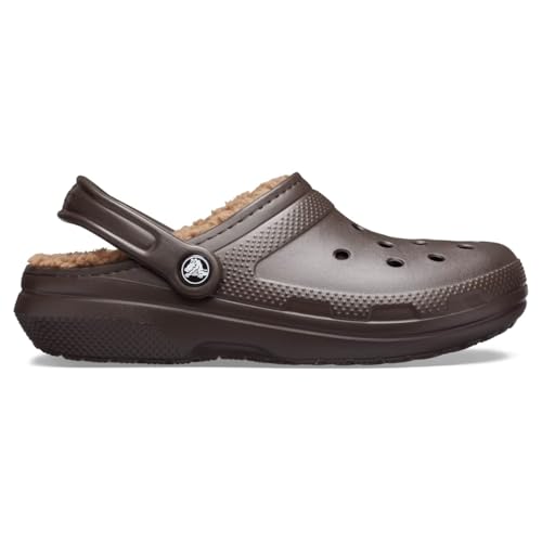 Image of Crocs Unisex Adult Mens and Women's Classic Lined | Fuzzy Slippers Clog, Espresso /Walnut, 16 Women /14 Men US