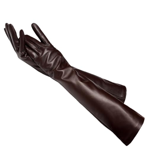 HEAITHpool 50 cm Lange Lederhandschuhe Damen Lederhandschuhe Warme Damen Winterhandschuhe Einfache Damenhandschuhe Jujube S