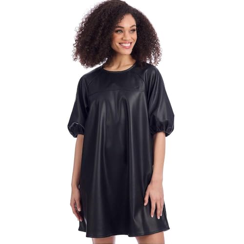 Mud Pie Women's Raine Black Leather Dress, Large