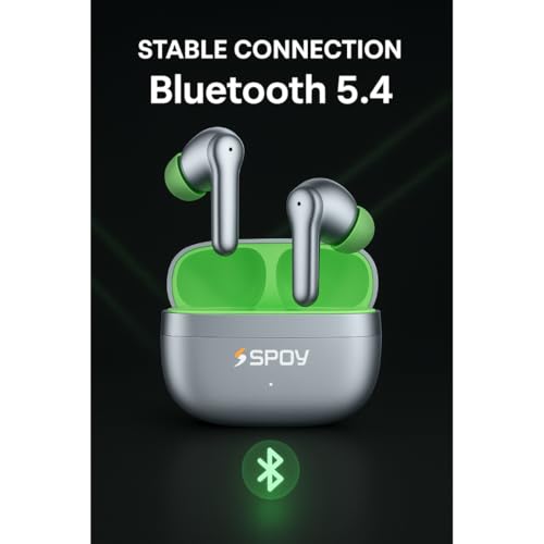 Image of SPOY Prime N100 Wireless Earbuds, Bluetooth 5.4, True Wireless (Galcier Blue)