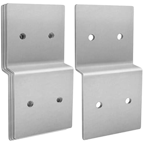 4 PCS 6" Post to Beam Support,Heavy Duty Silver Z Bracket for 2x6 Lumber,Double Angle Channel Profile Corner Brace Connector Pergola Brackets Cover